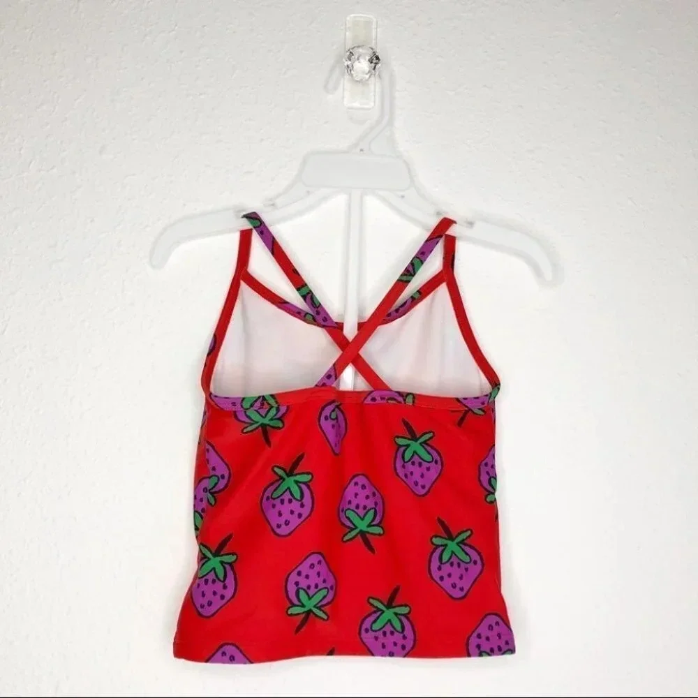 Hanna‎ Andersson swimsuit top red with strawberries size 3 years